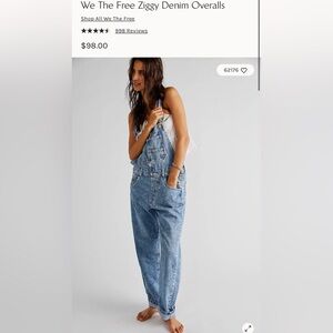 NEW Sz M Free People Classic Blue Denim Overalls OB1194398
